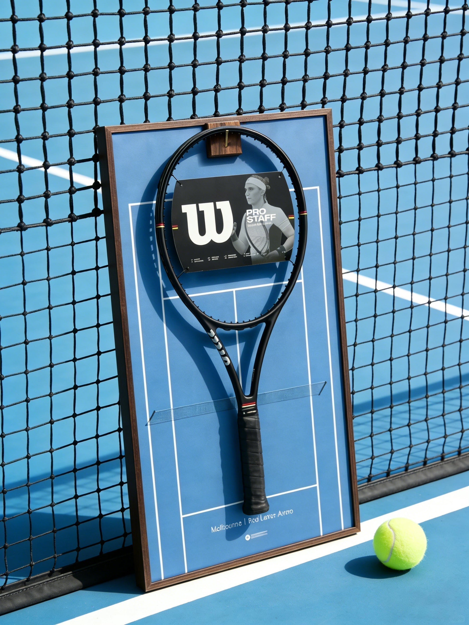 Anti-glare matte tennis print for home office decor.