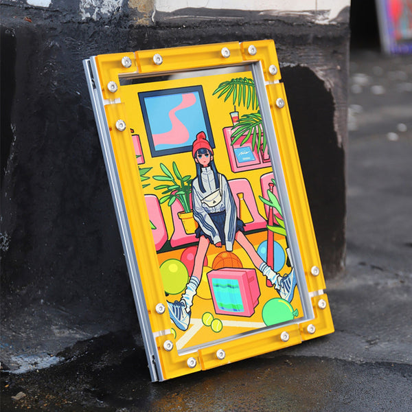 CyberFrame – Turbo Yellow | Acrylic + Aluminum Modern Picture Frame