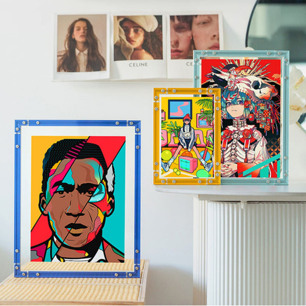 CyberFrame – Electric Cyan | Acrylic + Aluminum Futuristic Picture Frame