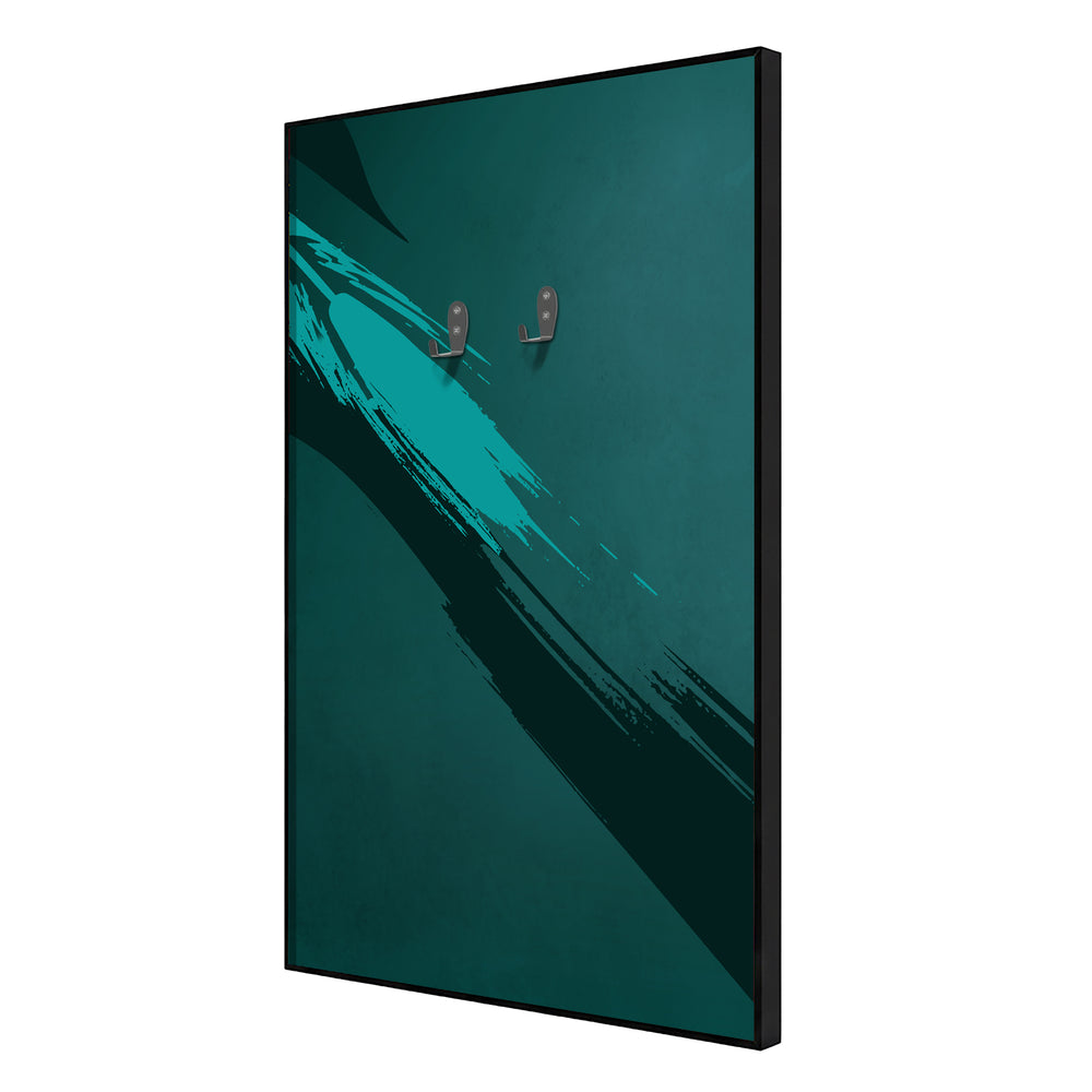 ONE MAAY Display frame, model of a Formula 1 LEGO 42171 car with a black, and green design on a dark green wall display frame