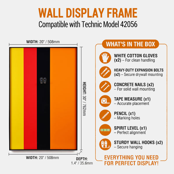 LEGO Technic Compatible Wall Display for Porsche 911 GT3 RS 42056