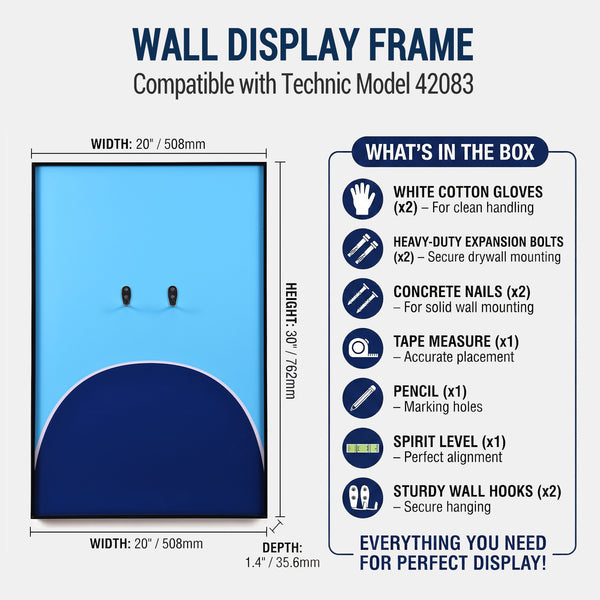 LEGO Technic Compatible Wall Display for Bugatti Chiron 42083