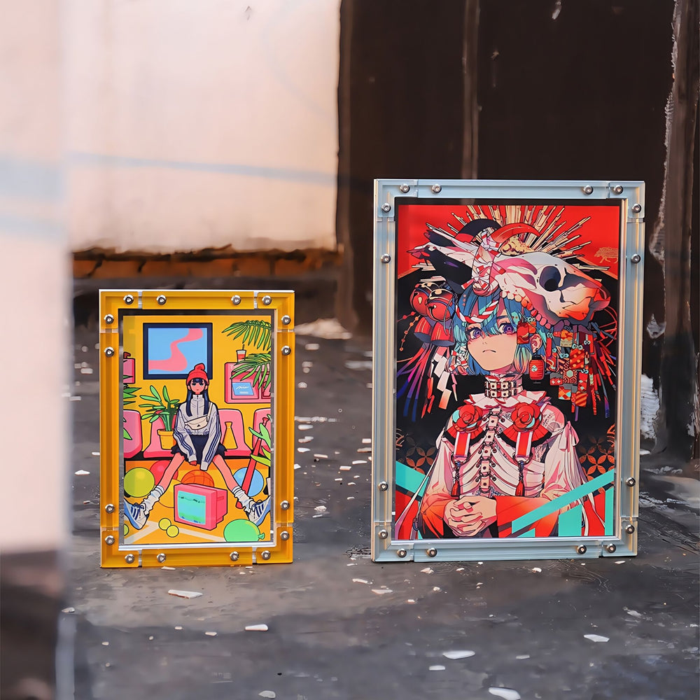 CyberFrame – Electric Cyan | Acrylic + Aluminum Futuristic Picture Frame