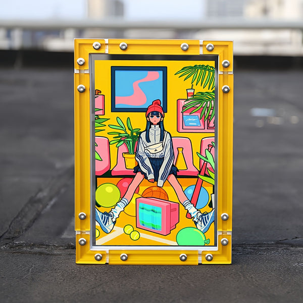 CyberFrame – Turbo Yellow | Acrylic + Aluminum Modern Picture Frame