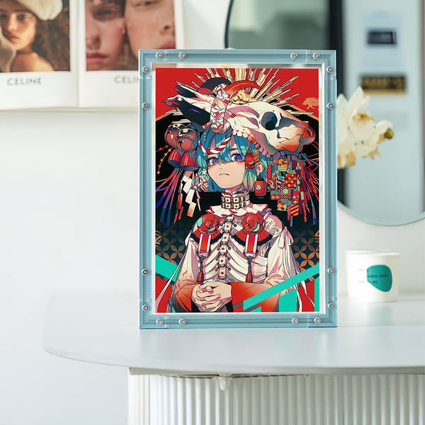 CyberFrame – Electric Cyan | Acrylic + Aluminum Futuristic Picture Frame