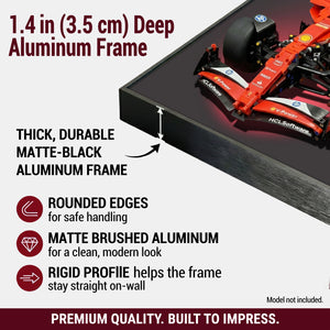 ONE MAAY Halo LEGO F1 42207 aluminum frame with racing car model, detailing features and specifications.