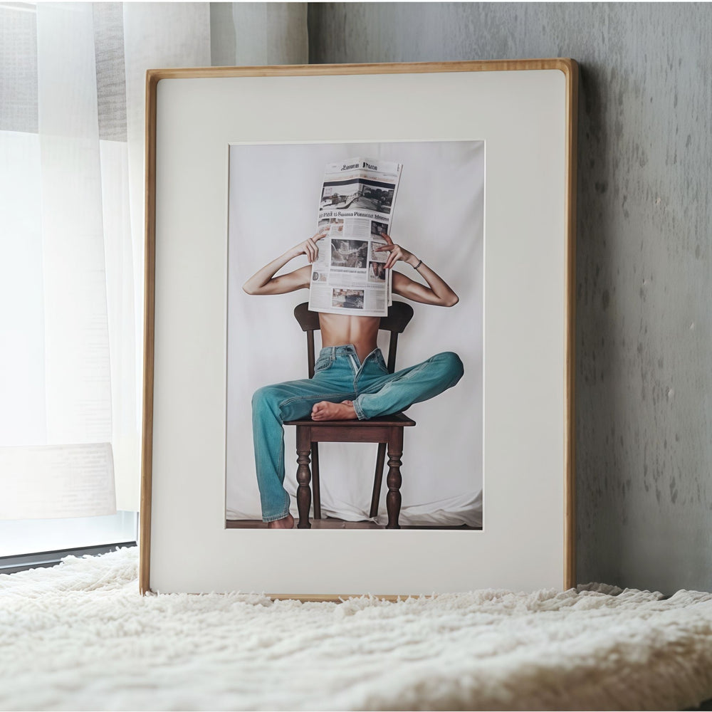 Two white ash wood framed pictures side by side, one without a mat and one with a mat, on a white background.