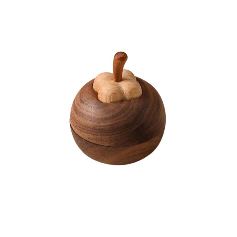 Wooden mangosteen shape diffuser on a white background