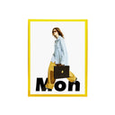 Yellow lemon_acrylic_picture_frame showing a person holding a briefcase with 'Mon' text