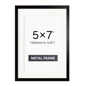 ONE MAAY 5x7 inch lightweight brushed aluminum picture frame matte black finish on white background for modern wall art and photo display