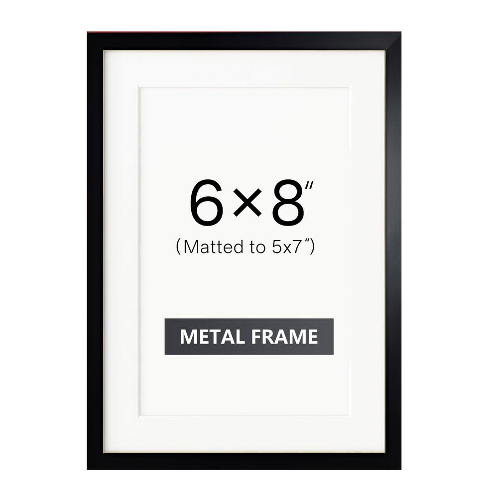 ONE MAAY 6x8 inch lightweight brushed aluminum picture frame matte black finish on white background for modern wall art and photo display