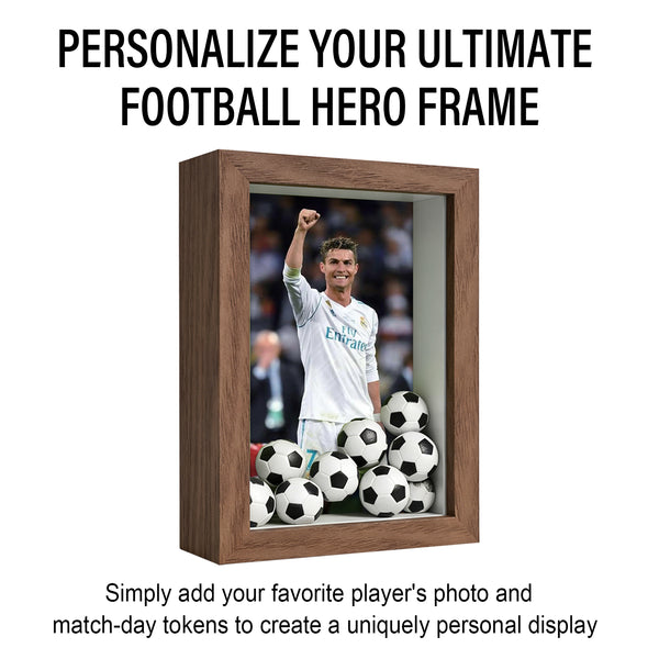 ONE MAAY FIFA World Cup Soccer Football 4x6 shadow box frame angled side view showing depth and mounting hardware for wall sports decor