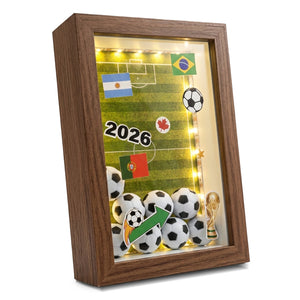 ONE MAAY FIFA World Cup Soccer Football shadow box frame product overview with accessories showing complete kit for sports memorabilia wall display