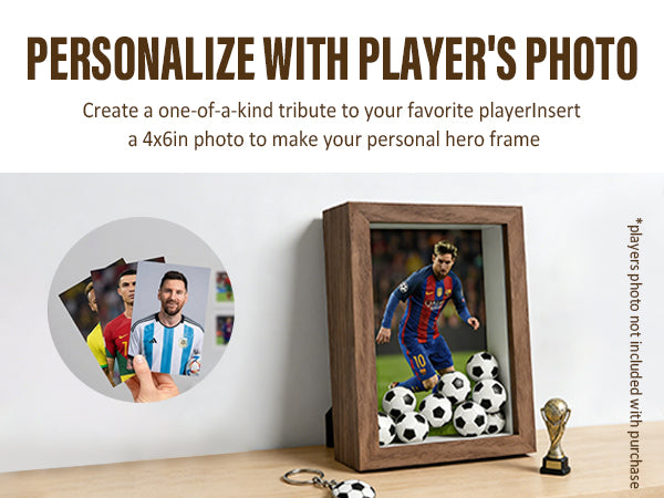 ONE MAAY FIFA World Cup Soccer Football 4x6 shadow box frame compact feature card showing customization and display options for sports memorabilia wall decor