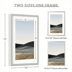 ONE MAAY 5x7 inch picture frame with versatile mat options for 4x6 inch photos, modern design showing two sizes in one frame for flexible wall art and photo display