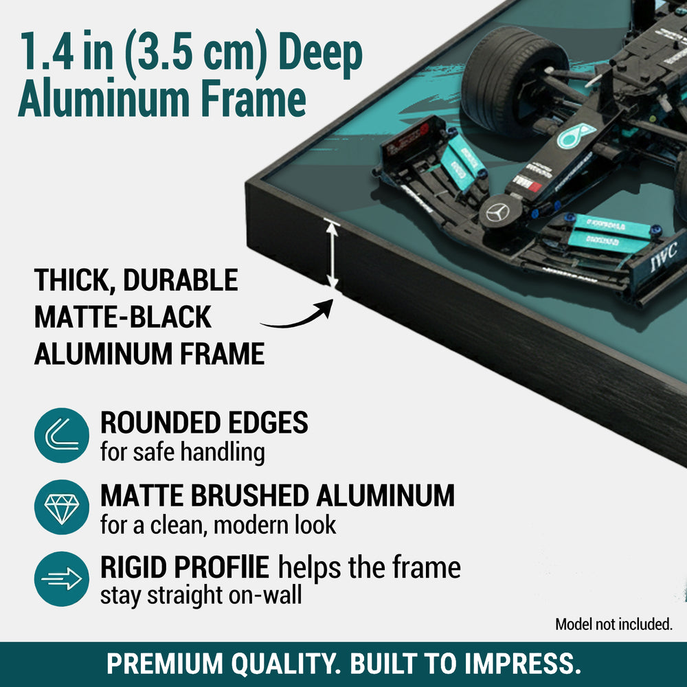 ONE MAAY LEGO F1 car 42171 compatible wall frame showing quality details