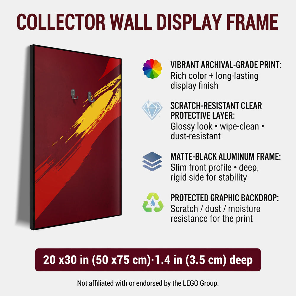 ONE MAAY LEGO F1 car 42207 compatible wall frame displaying the vibrant colors of the wall print