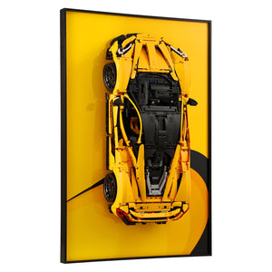 ONE MAAY LEGO Technic McLaren P1 42172 compatible wall display frame lifestyle shot showing orange and black supercar model on wall display