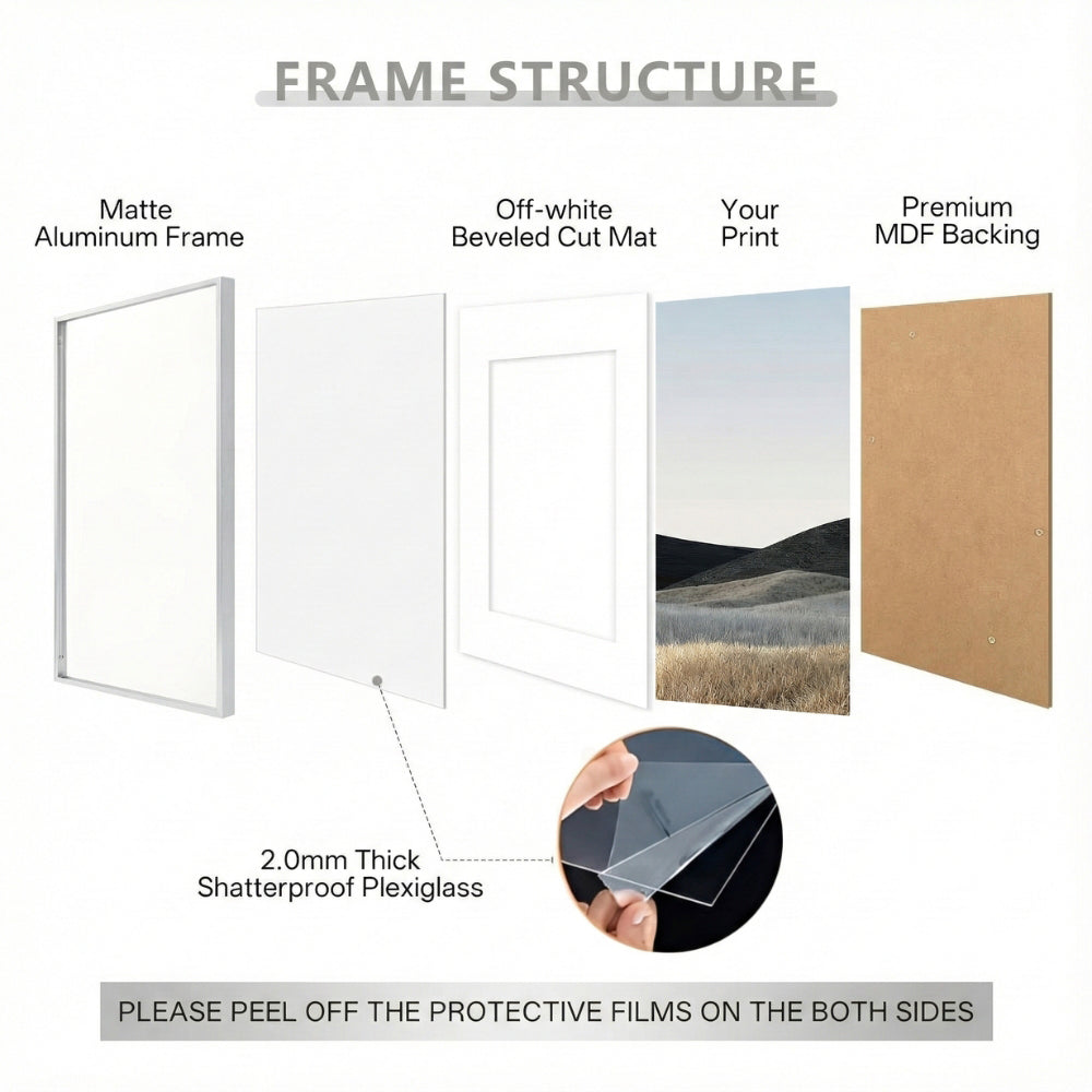 ONE MAAY metal picture frame edge profile showing sleek modern design and quality construction for contemporary wall art display