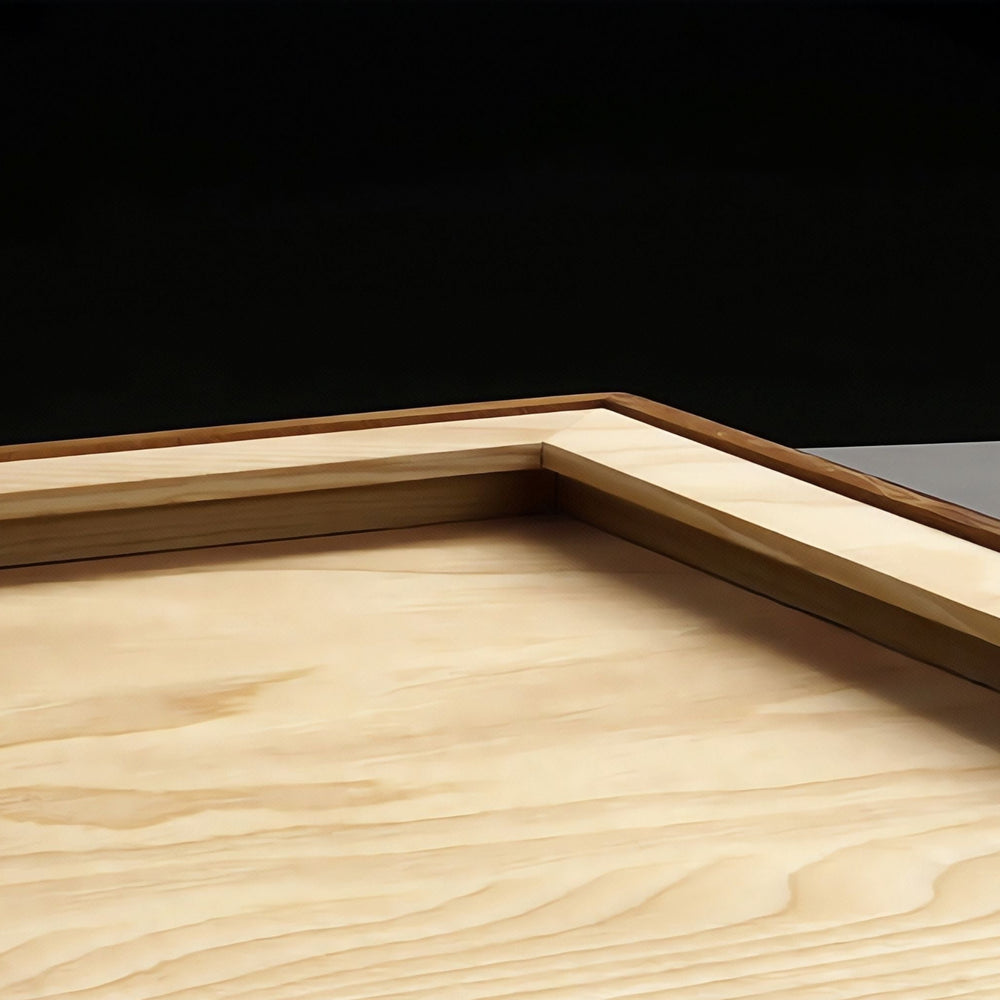 Wooden surface showing the back of the wall hanging frame